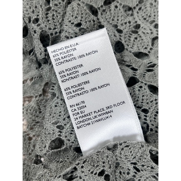 Staring at Stars BOHO Crochet Knit Top Olive Green Gray 3/4 Sleeve L Women - Picture 7 of 7